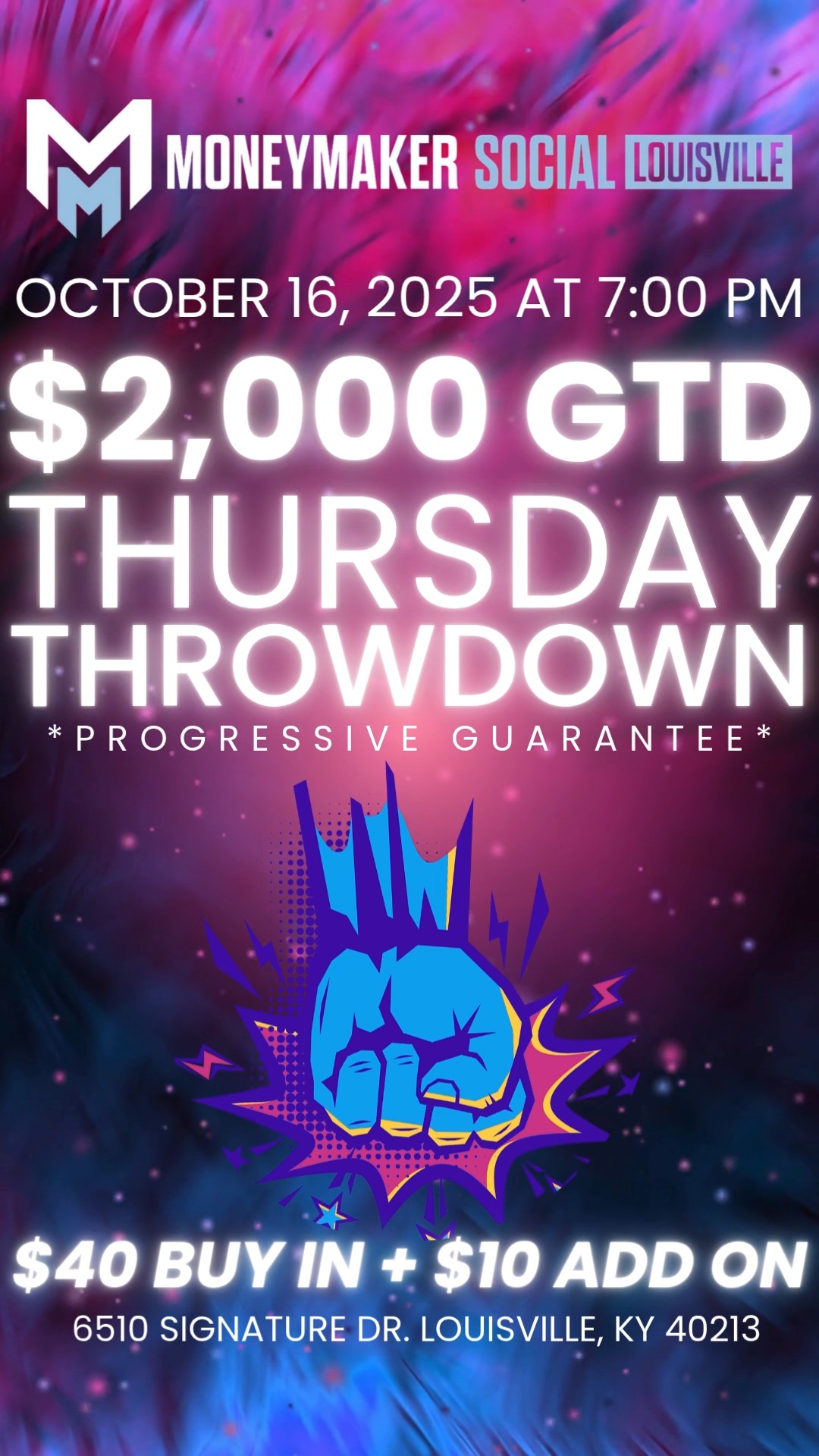 Tonight at 7:00pm is our $2,000 Progressive GTD Thursday Throwdown. $40 ...