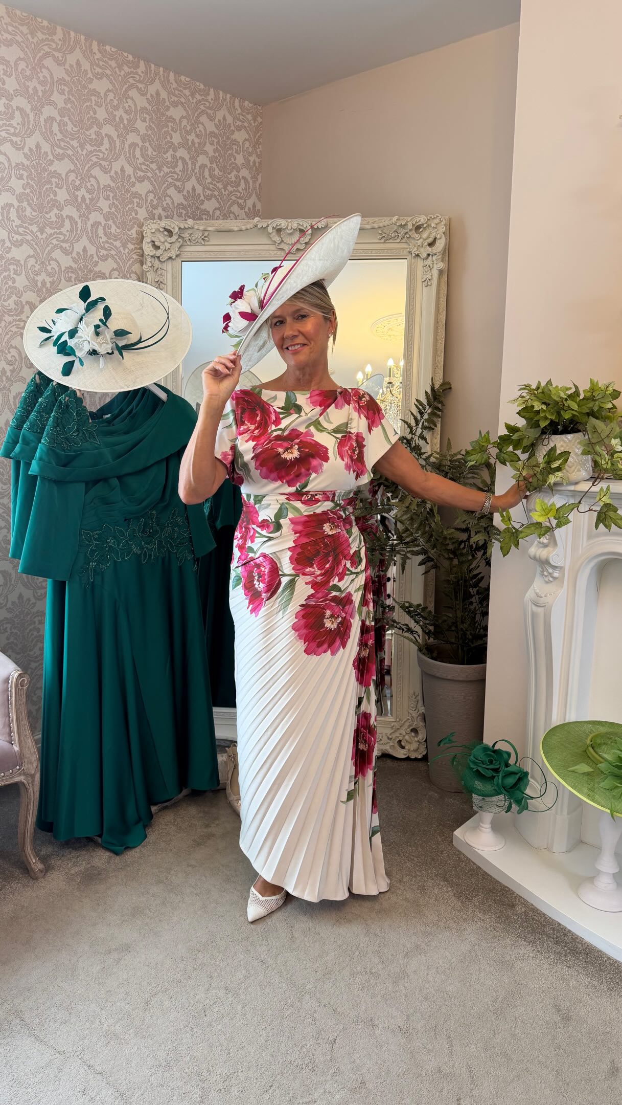molly brown dresses Autumn Floral by John Charles 🌺 This gorgeous dress is perfect for the Mother of the Bride or Groom looking for a floral dress for an autumnal wedding, @johncharlesuk, Style codes: 66809B , Hat: Style with heels for