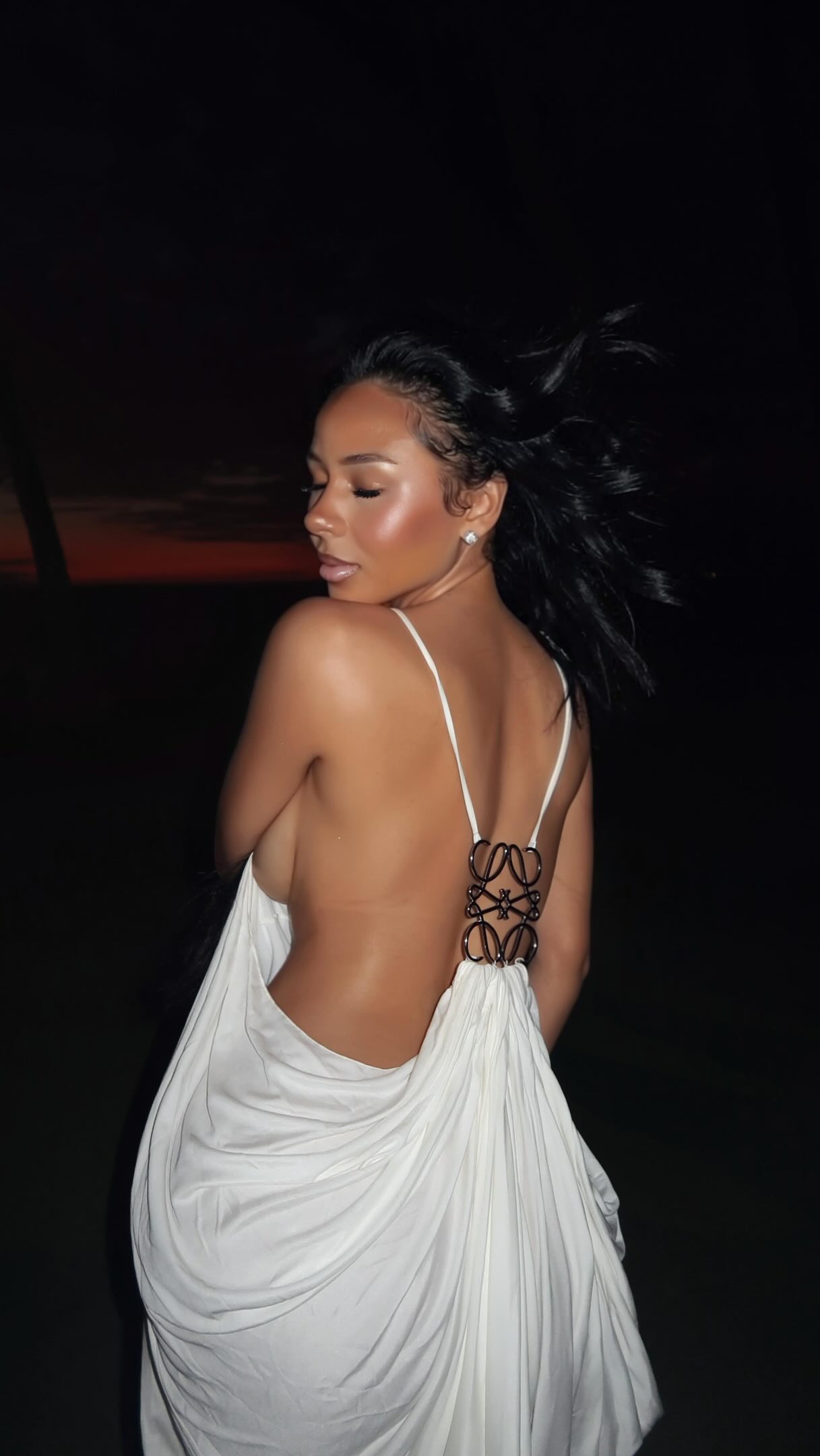 @mariahthescientist posed in a $5,150 @loewe Silk Draped Anagram-Detail Dress., Hot! Or Hmm..?, 📸: IG/Reproduction, #mariahthescientist, #mariahthescientistfbd, #mariahthescientistyle, #loewe, 