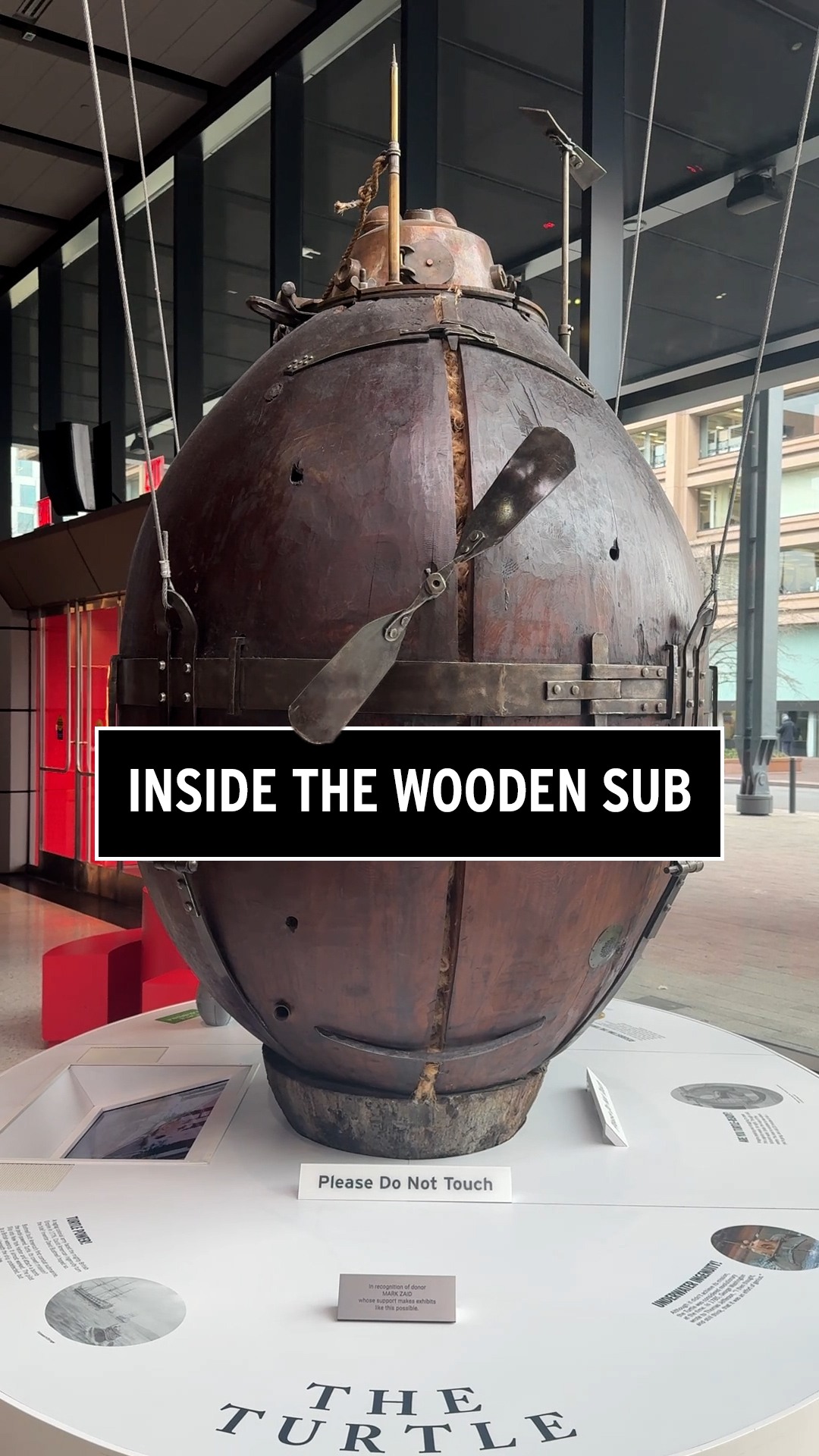 In 1776, one man cranked and pedaled a wooden submarine through