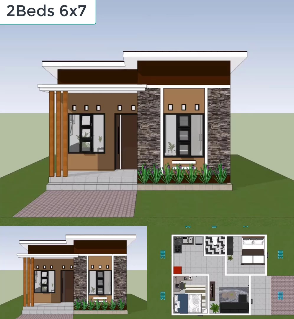 Small House Plan 6x7 Meter 2 Bed 1 bath | Just 4you | Facebook