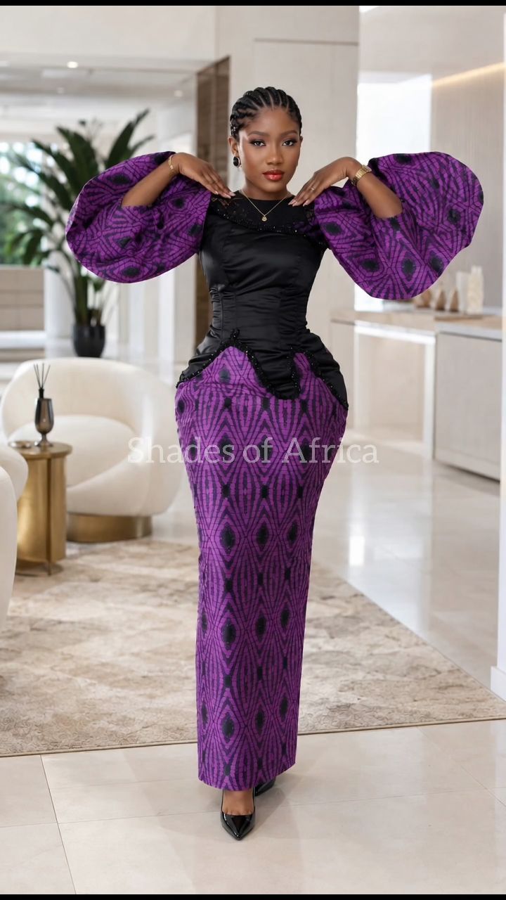 african corset dress Stunning Purple Ankara Gown with Dramatic Puff Sleeves | Print Styling, #AnkaraStyle #AfricanPrintFashion #AsoebiInspo #OwambeFashion #AfricanFashionDesign | Shades of Africa and brings that African Size:6-8 year Kente tassel dress Classic Chiffon Spaghetti Strap