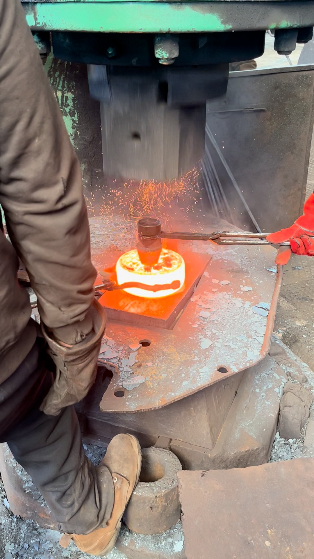 Inside the factory Unbelievable Heat! Forging Red-Hot Steel Bearing ...