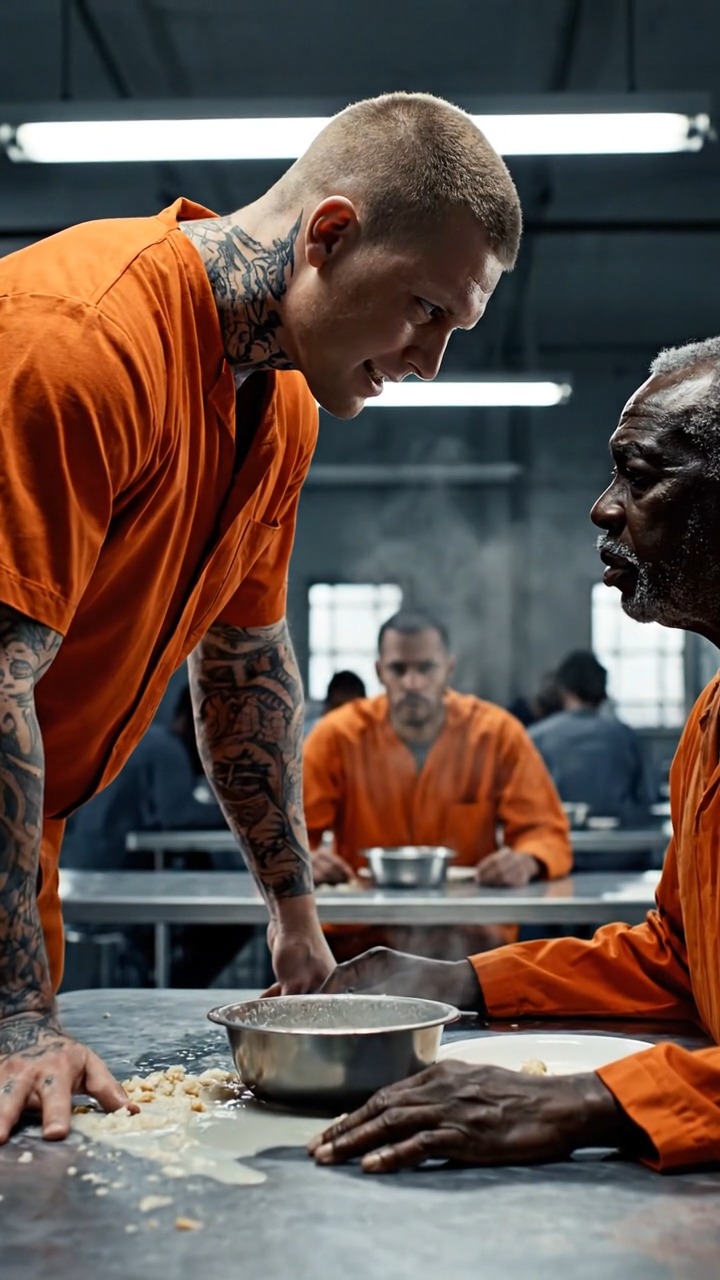 THE PRISON BULLY LAUGHED AS HE DUMPED THE OLD MAN’S FOOD ON THE TABLE ...