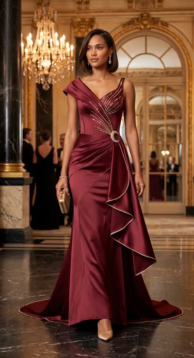 garnet formal dress She entered in garnet… and the whole room turned to look. 🍷✨, Introducing the Celestial Sculpted Drapery Gown — sophisticated, sculpted and designed for an unforgettable entrance., 🍷 Rich black summer outfit