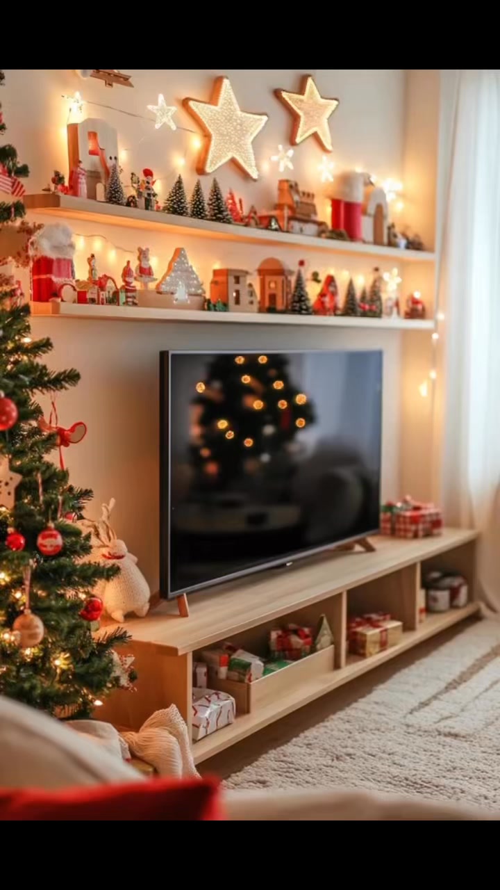 Festive Christmas decorations for TV units 🎄 ️ #diyideas #FestiveSeason ...