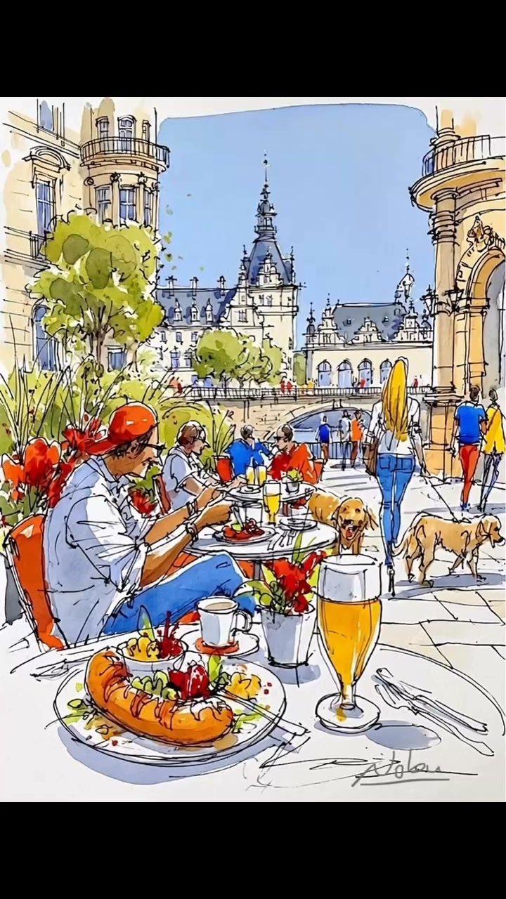 ランチの前に」 Before Lunch #ルクセンブルク #水彩画 #画像生成AI