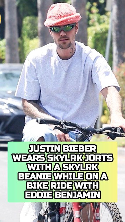 Justin Bieber Wears Skylrk Jorts with a Skylrk Beanie while on a