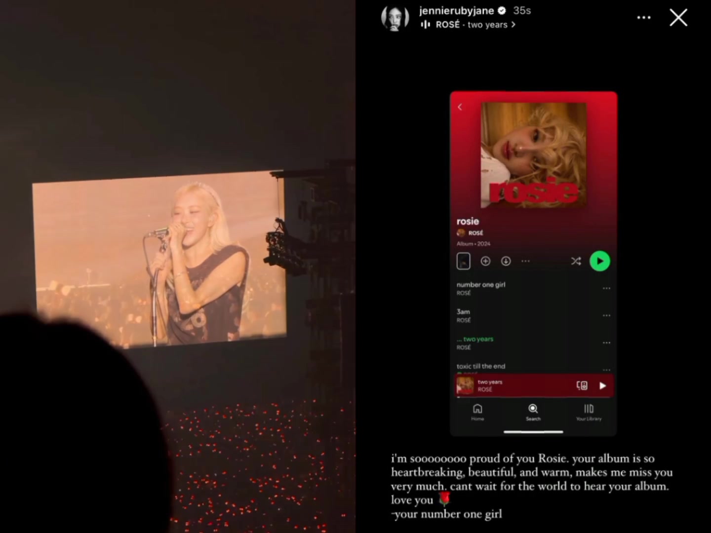 Rosé is singing ‘Two Years’ at today’s concert because it’s Jennie’s ...