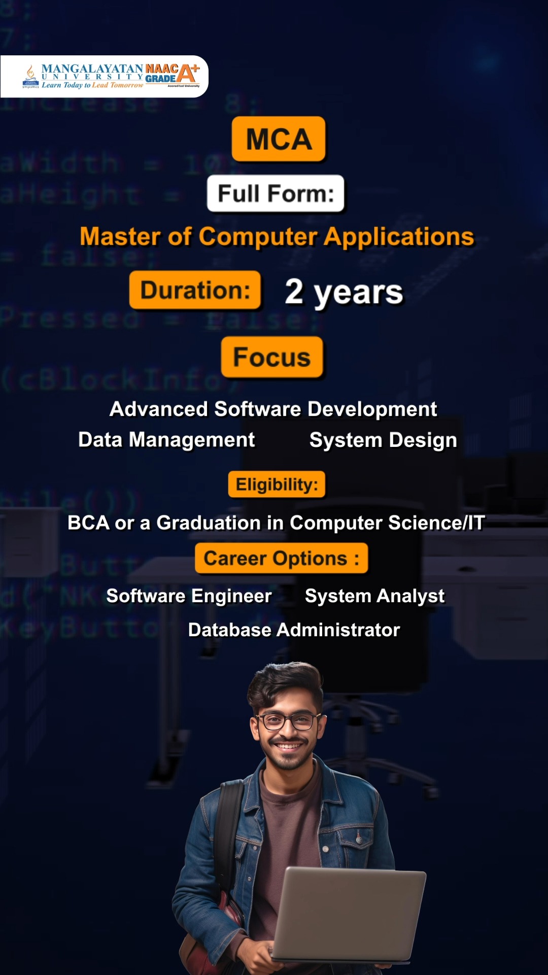 🎓 Course Highlights: MCA 💻 Full Form: Master of Computer Applications ⏳ ...