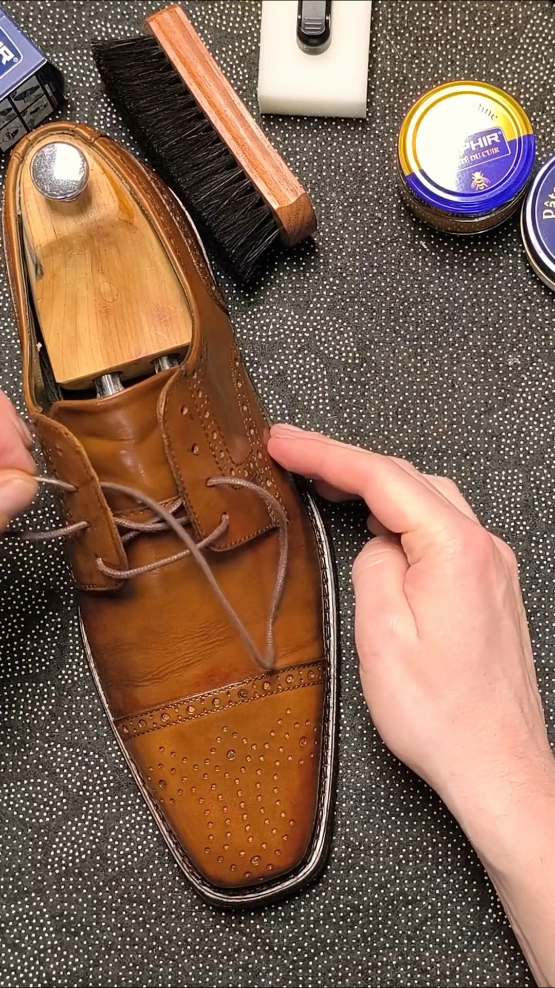 how to restore leather dress shoes using Leather Honey. Remove the creases, prevent leather cracking and prolong the life of your leather shoes. #shoecare #leatherhoney Ranch