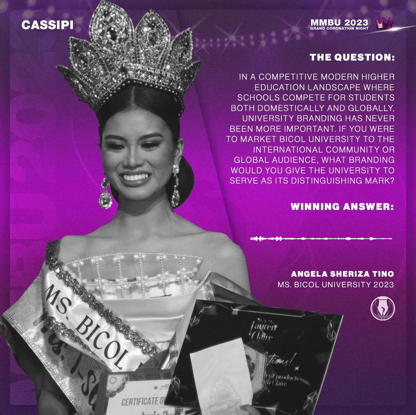 𝐌𝐌𝐁𝐔 𝟐𝟎𝟐𝟑 | 𝗧𝗛𝗘 𝗪𝗜𝗡𝗡𝗜𝗡𝗚 𝗔𝗡𝗦𝗪𝗘𝗥 𝗢𝗙 𝗠𝗦. 𝗕𝗜𝗖𝗢𝗟 𝗨𝗡𝗜𝗩𝗘𝗥𝗦𝗜𝗧𝗬 𝟮𝟬𝟮𝟯 -AT THE ...