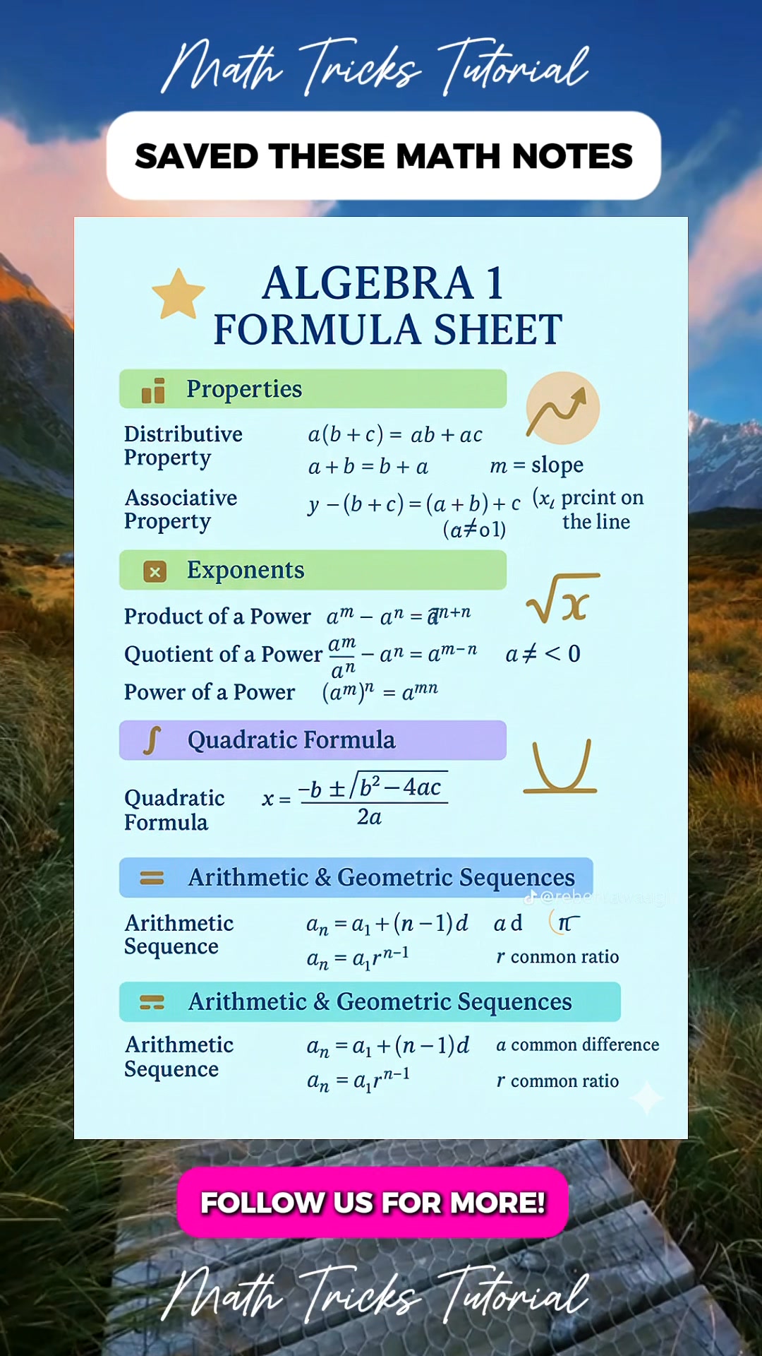 Algebra FORMULA Math Notes | Math Tricks Tutorial | Facebook