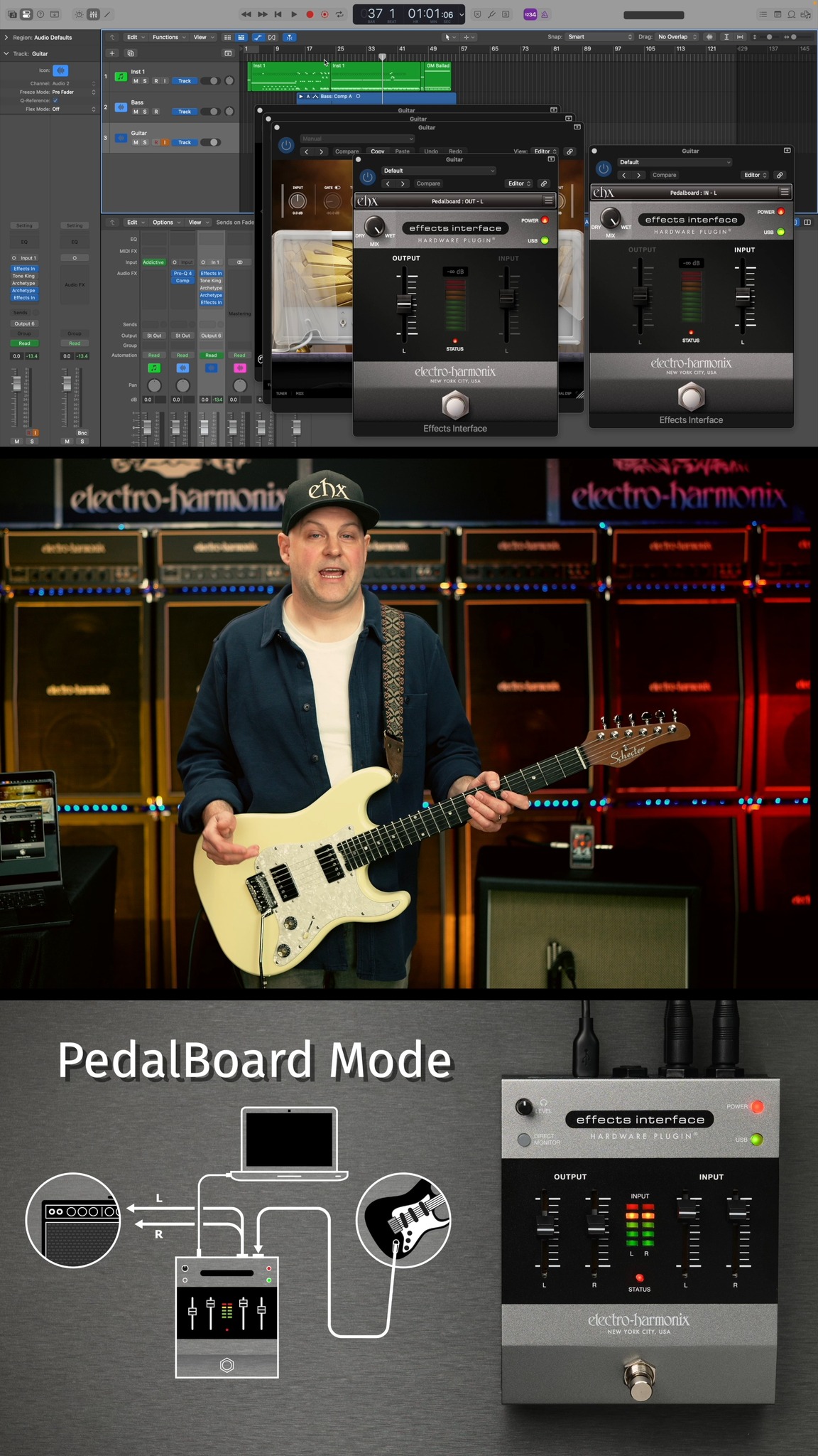 With Pedalboard Mode, the EHX Effects Interface Hardware plugin is