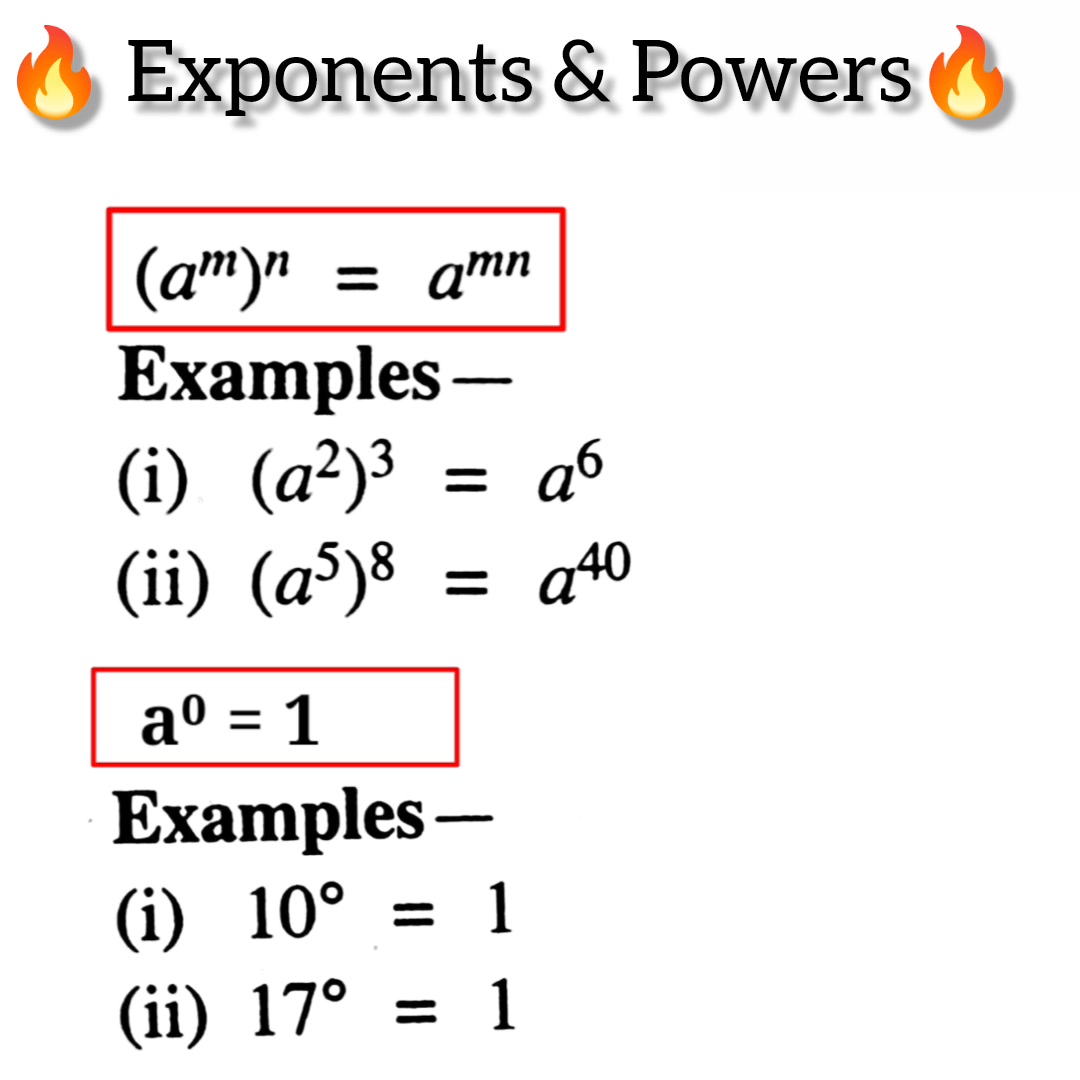 Exponents and Powers Concepts 🔥 #algebra #AlgebraFormulas #formulas # ...