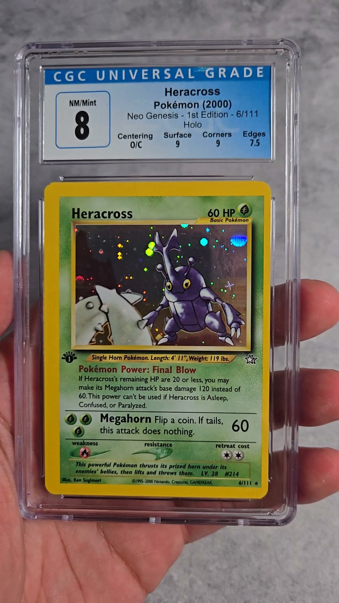 pokemon card heracross Mega ex SR - 093/080 Inferno X Mint / near mint condition trading card Heracross (Neo Destiny 41) -