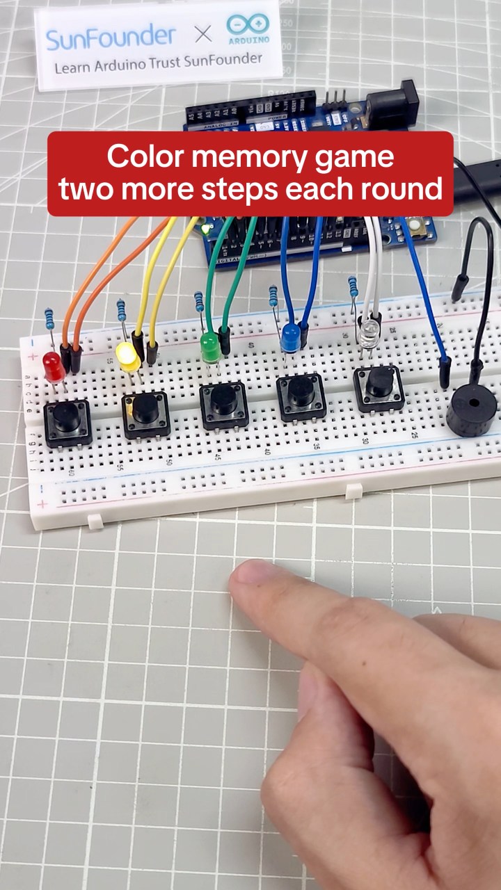 Can You Beat This Arduino Memory Game? 🔴🟡🟢🔵⚪#ArduinoSeries #SunFounder ...