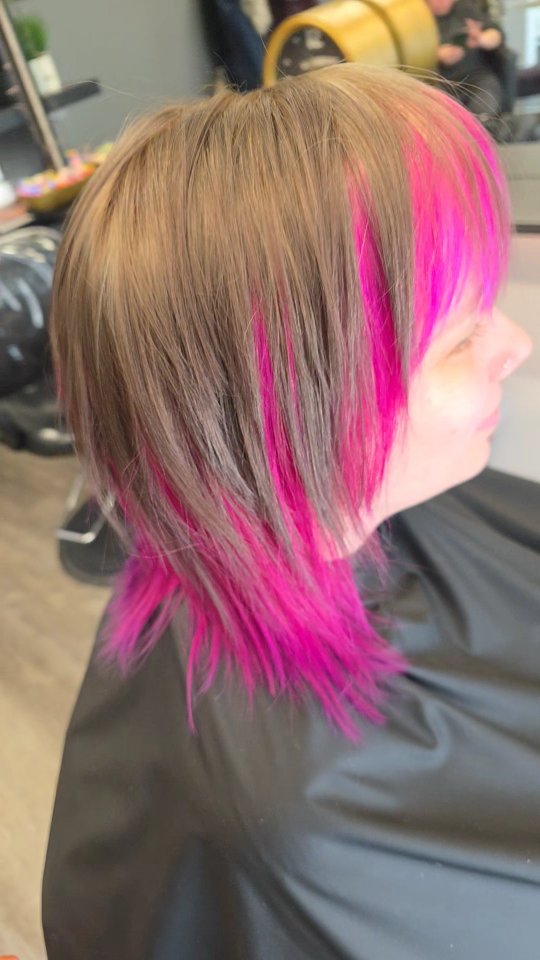 Low maintenance with a pop of color. Pull root color down and keep the ...