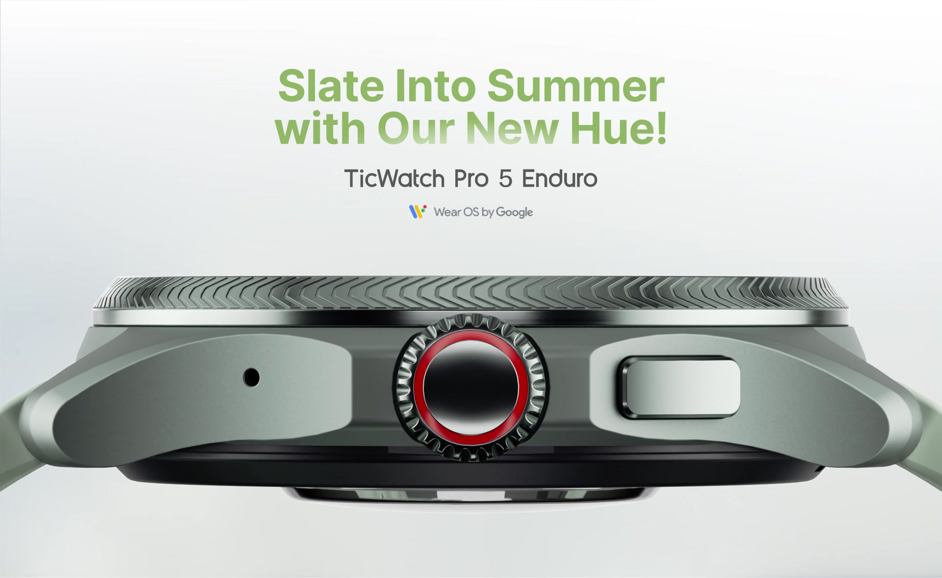 Meet the TicWatch Pro 5 Enduro Slate. Sleek. Stylish. Slate. bit 