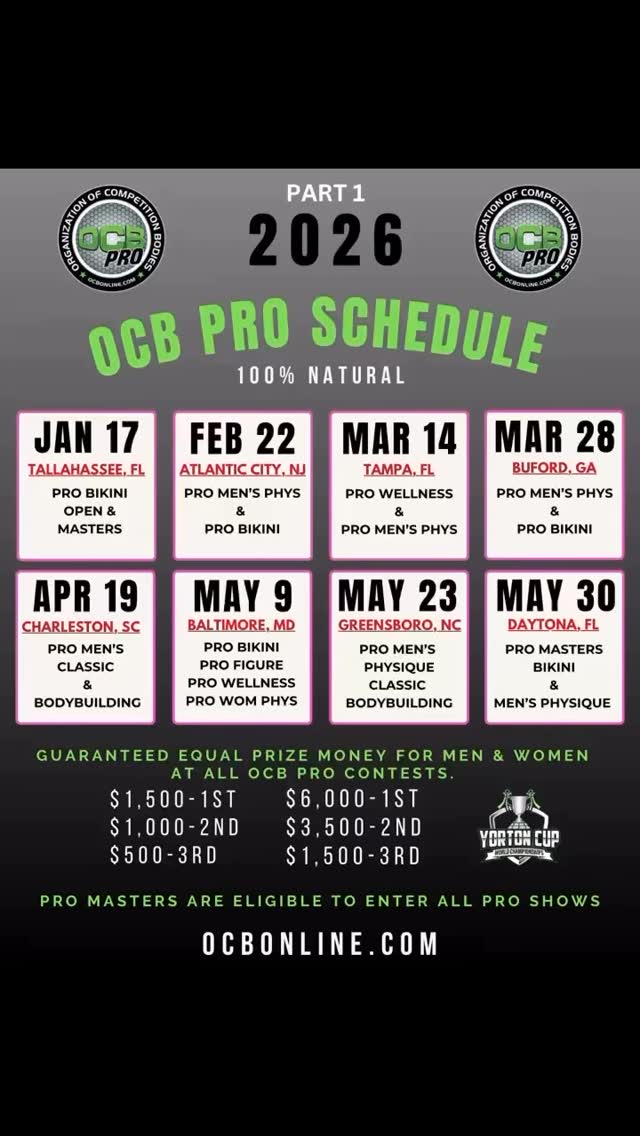 🧨 BOOM ....THE 2026 OCB PRO... - OCB Natural Bodybuilding | Facebook