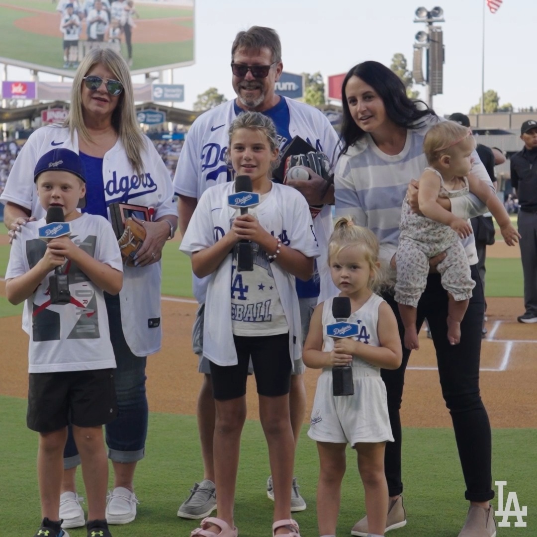 The Treinen family celebrating Blake's bobblehead night last night