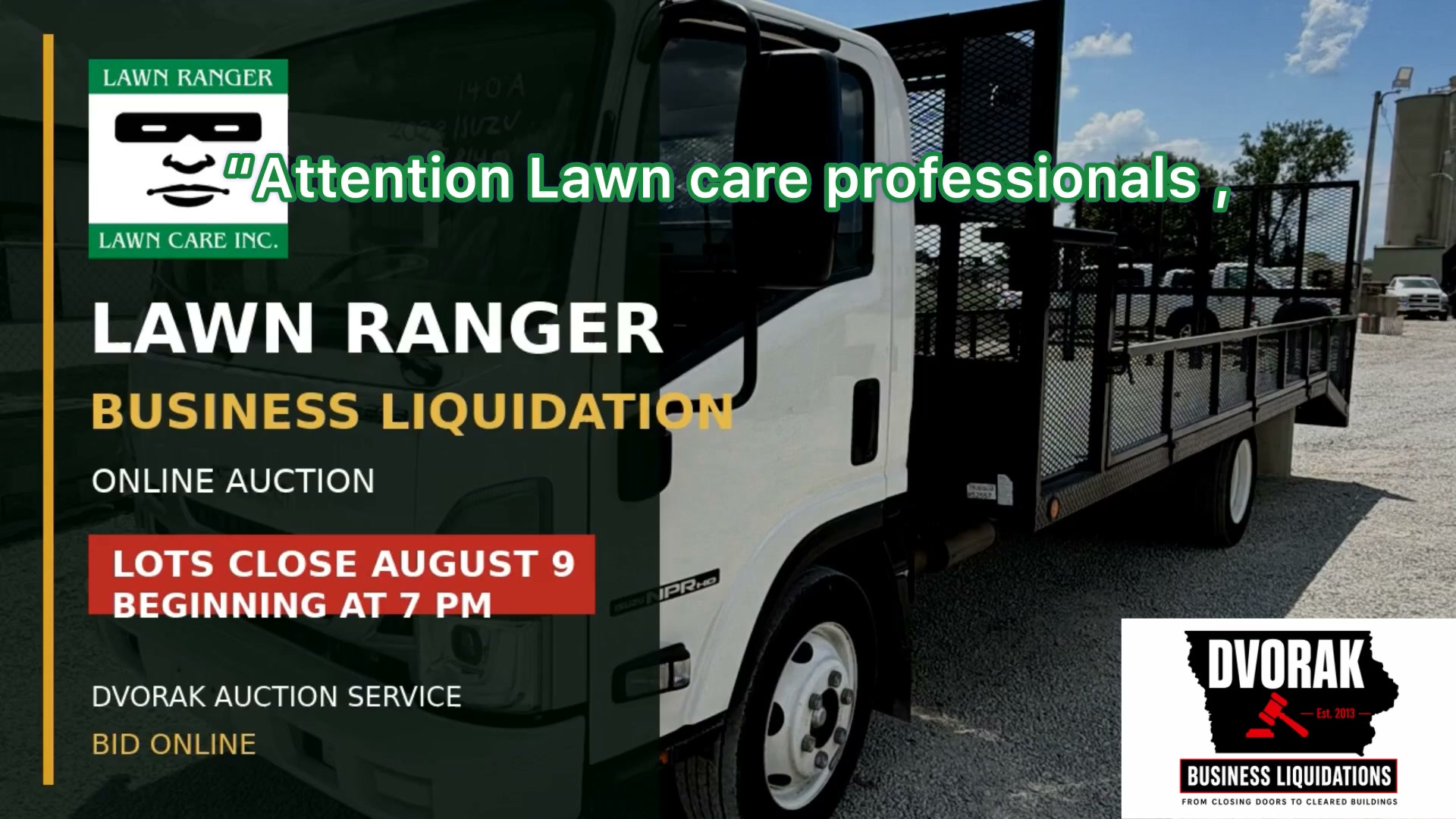 🌿 LAWN RANGER BUSINESS LIQUIDATION AUCTION 🌿 After years of