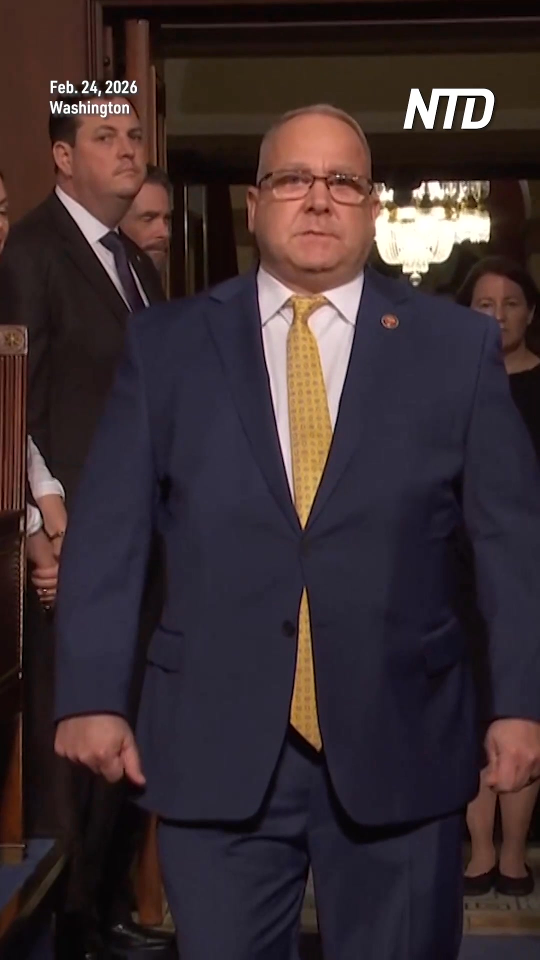 President Donald Trump arrives at the chamber of the United States ...