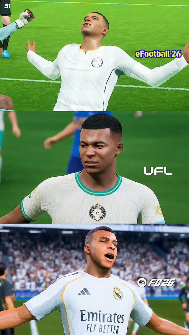 Mbappé Player Reaction – FC26 vs eFootball vs UFL 👀⚽ Comparing Kylian ...