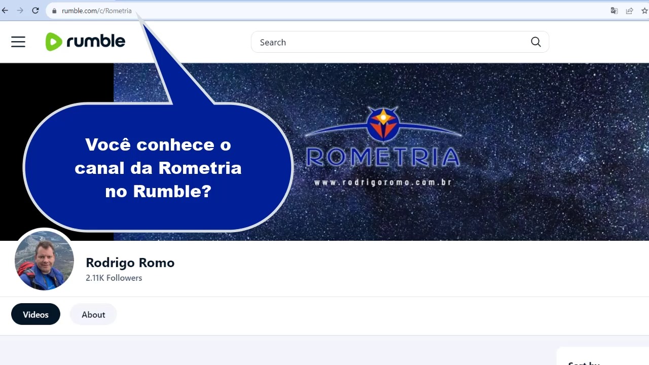Lembre-se que o Canal da Rometria no Rumble é gratuito e substituiu o ...
