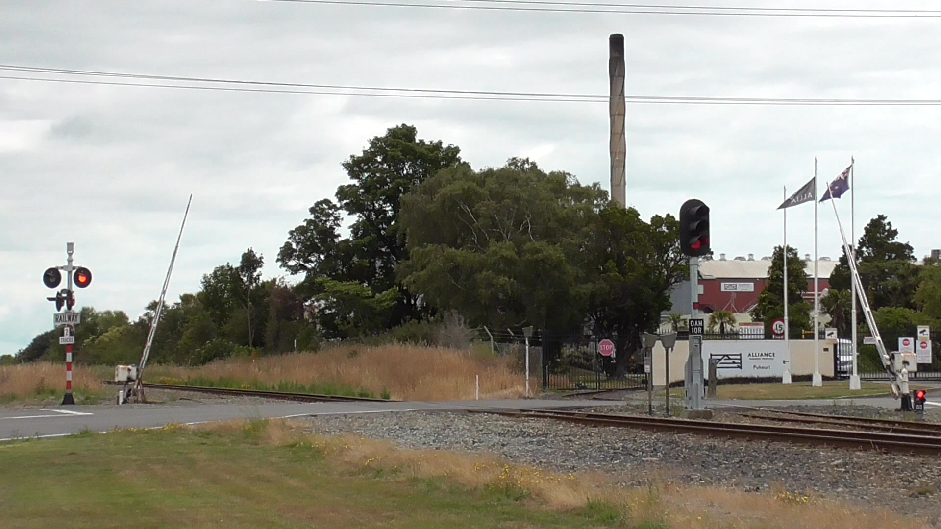 The Mainlander Train Passing the Alliance Group meat processing factory ...