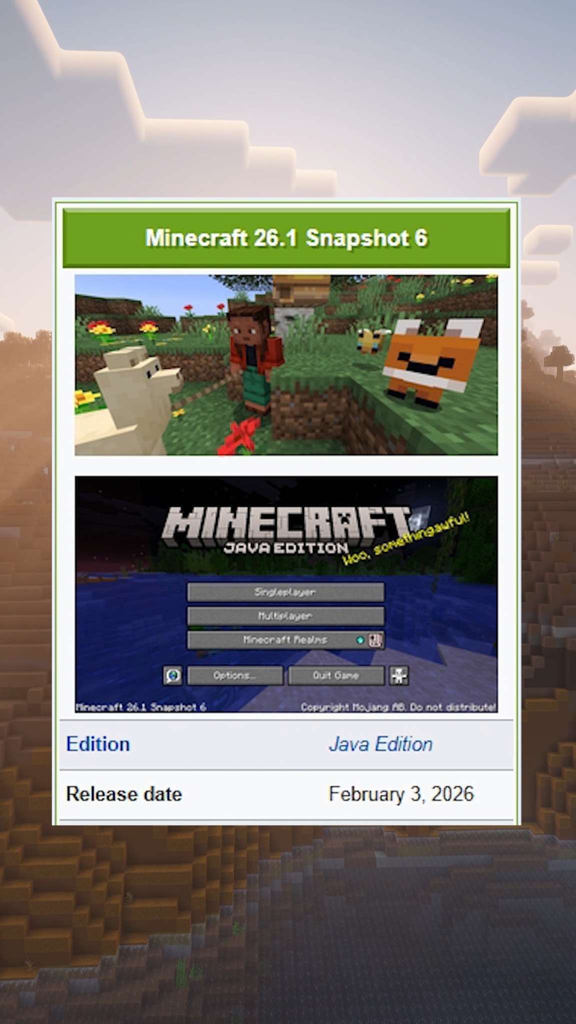 La Snapshot #6 de la version 26.1 de Minecraft | Gams | Facebook