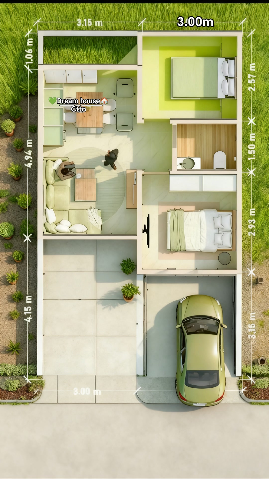 🌿A clean and practical 2-bedroom floor plan designed for comfortable ...