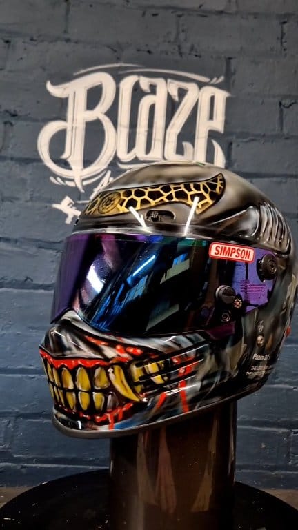 airbrush motorcycle helmet in maryland Devil's Goat from Hell Helmet Custom Made Evil Satan DBcustoms - Custom Helmet Painting