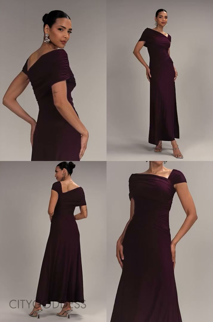 💕🔥 The perfect occasion-wear dress in rich Burgundy. Super flattering ruched waist, cap sleeves and elegant neckline which can be worn on or off shoulder. , The fit, the colour the shape… absolutely 