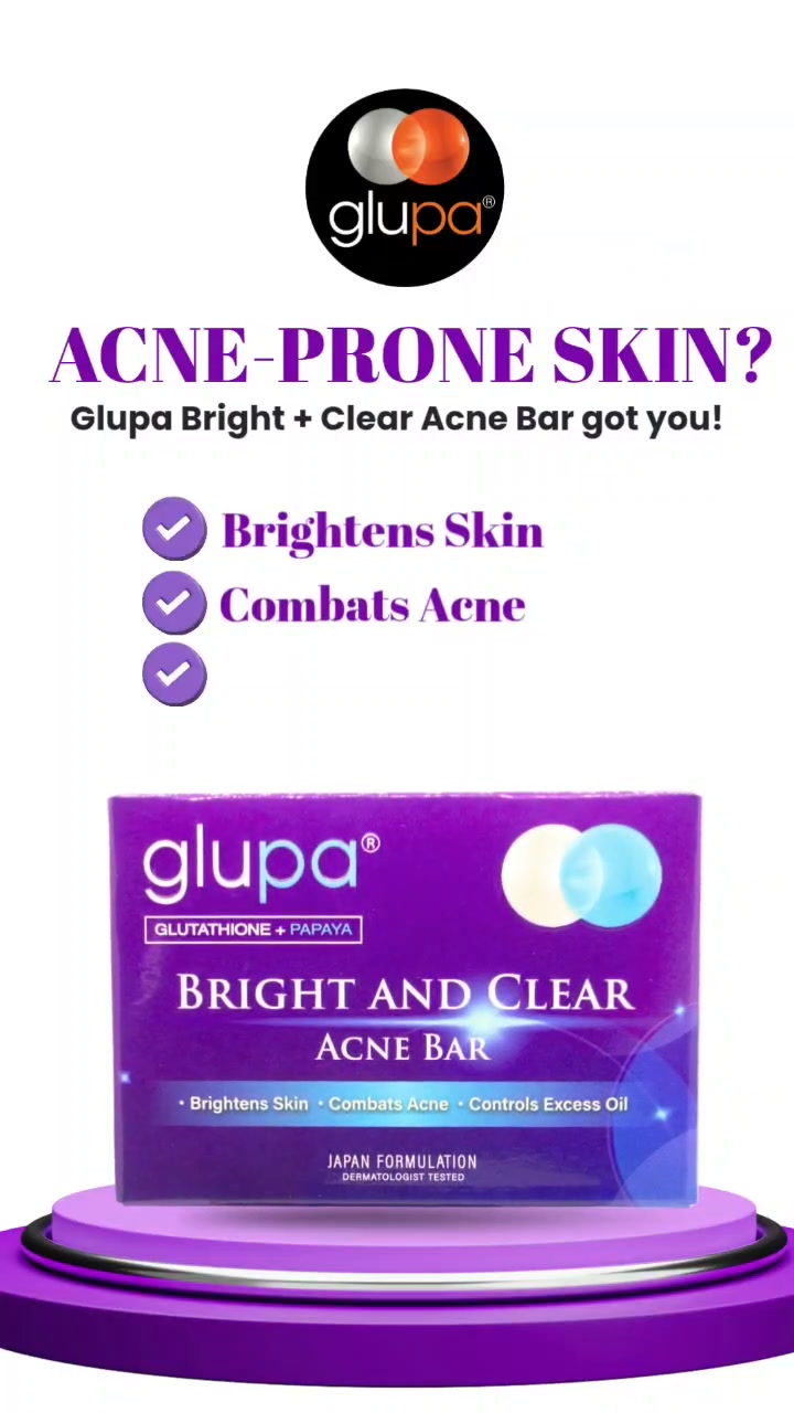 does glutathione clear acne Glupa Bright & 100g Bar, Acne-busting cleansing power for skin that feels fresh, clean, and refreshed. Helps remove excess oil and impurities while keeping your skin looking clearer and mascarilla Glutalight Papaya Soap | Material:Watermelon
