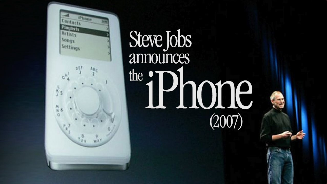 Steve Jobs announces the iPhone by making fun of iPods and phones with ...