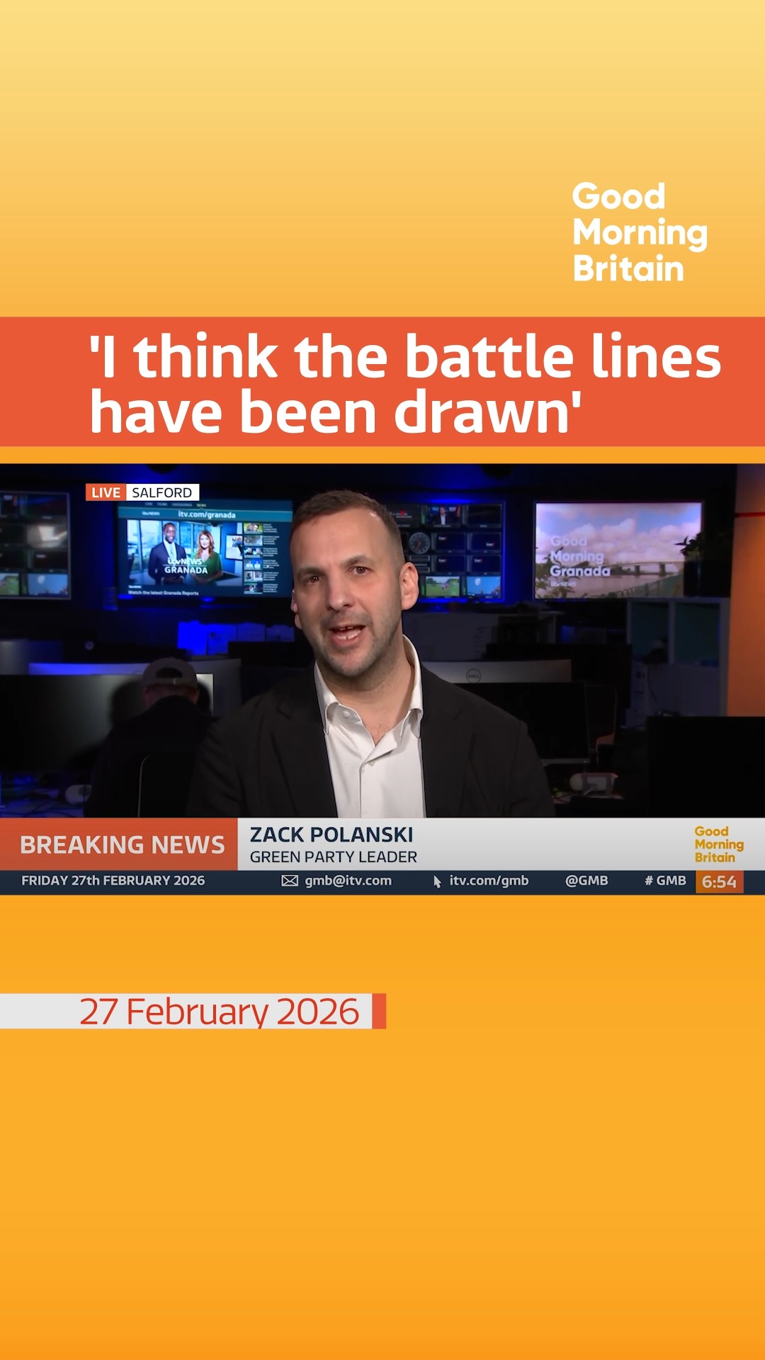 'The battle lines have been drawn'. Green Party Leader Zack Polanski ...