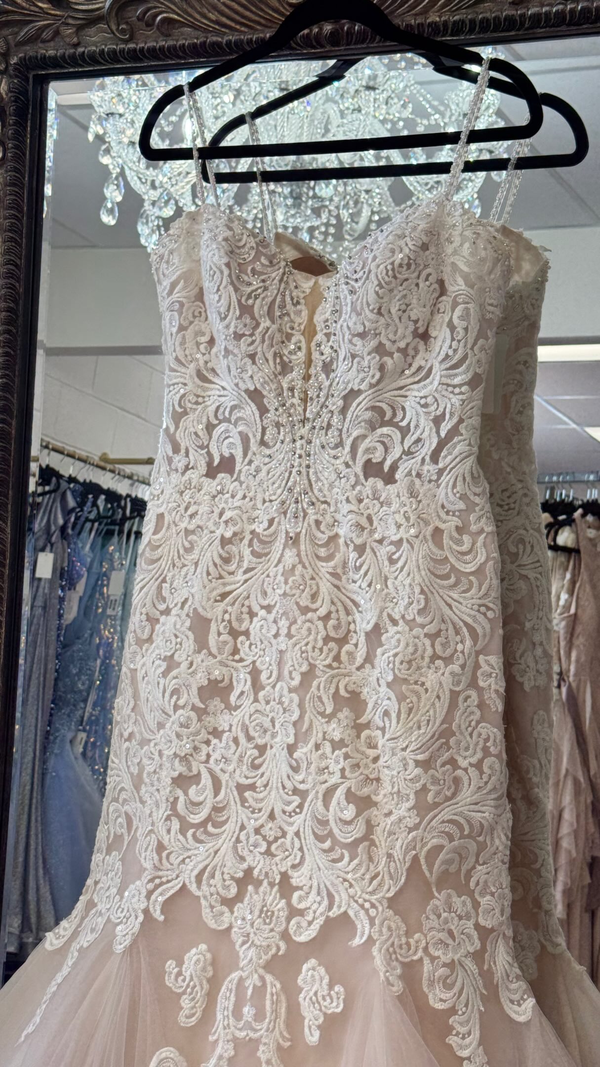 formal dress shops in elizabethtown ky 🤍 All of us loves all of this., This Maggie Sottero is a size 10 and absolutely stunning person. The fitted lace, soft ivory over blush, delicate beading, dramatic tulle skirt and that gorgeous cheap dress stores near me