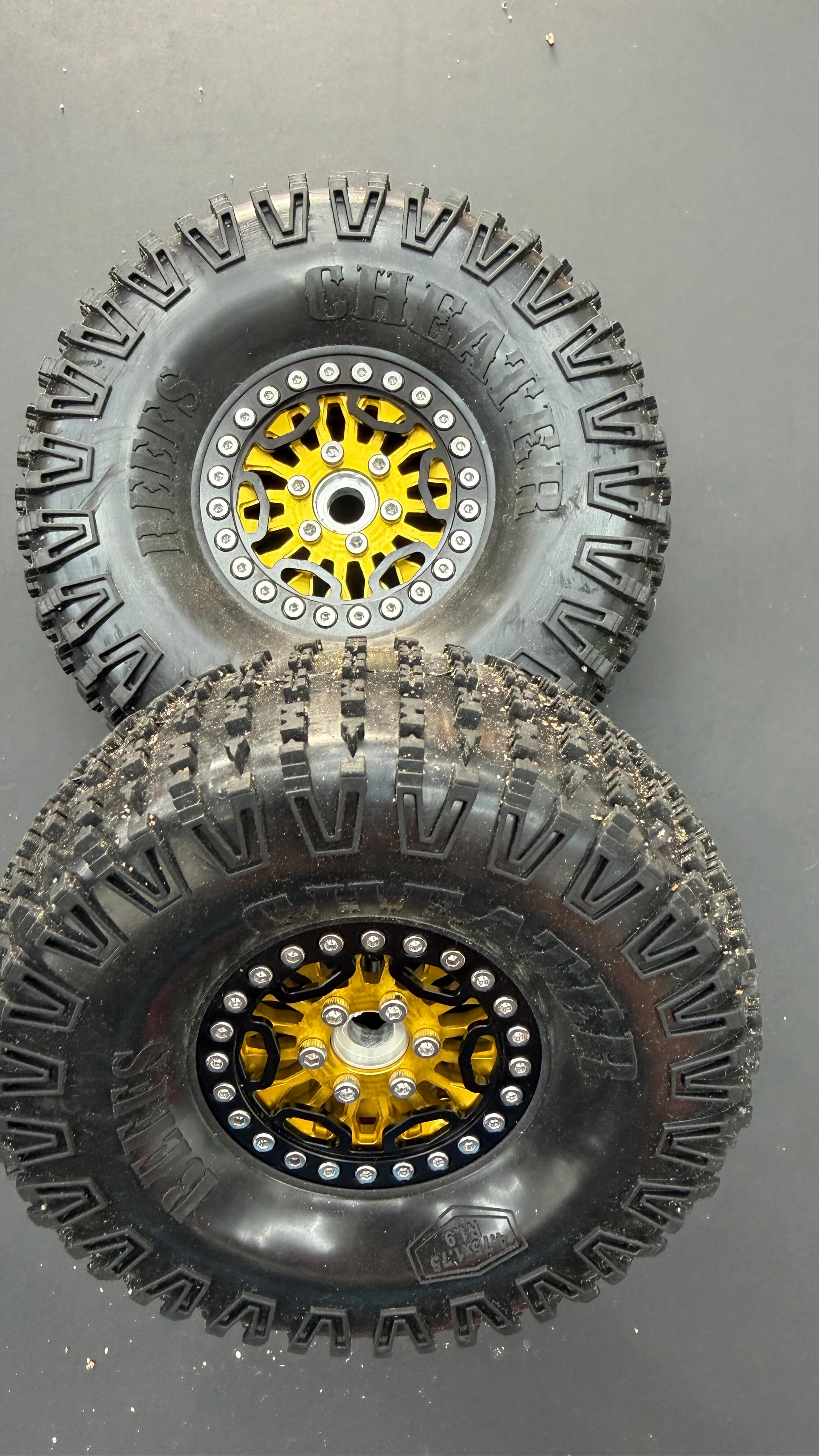 Mounting up a set of the new Gold 1.9 “SHIELD” ALUMINUM BEADLOCK WHEELS ...