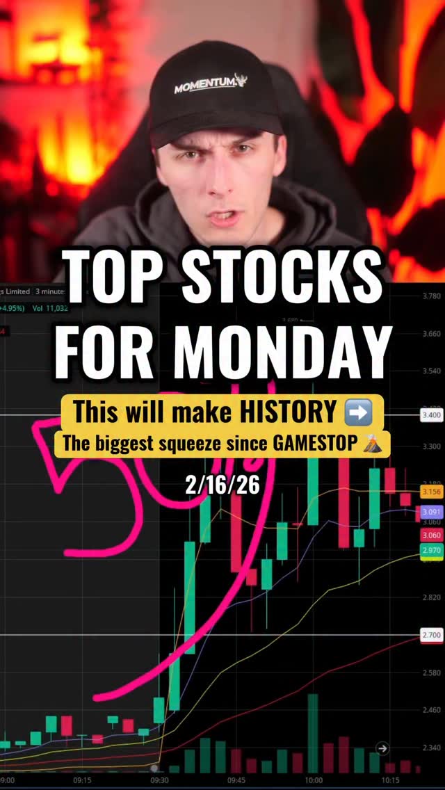 TOP 3 STOCKS MONDAY 2/16/2026 TRADING DAY The TOP stock SQUEEZED NCI ...