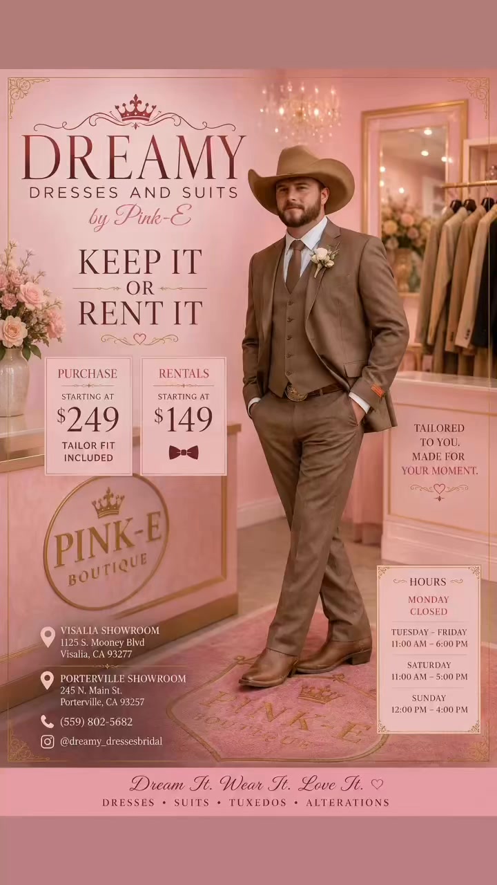 formal dress shops in visalia ca #visalia #lapiazzavisalia #poterville #corcoraniconproperties #wedding | Pink E boutique maker Lucy Gowns Designs prom dress stores near me