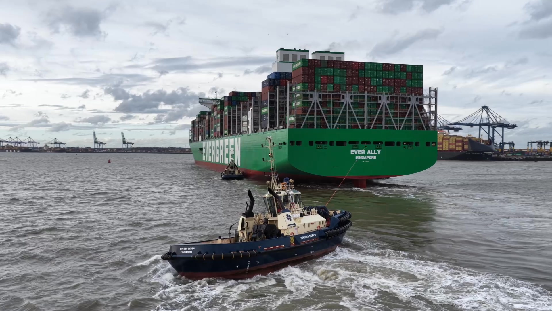 Evergreen Ever Ally Just arrived into Felixstowe Port from
