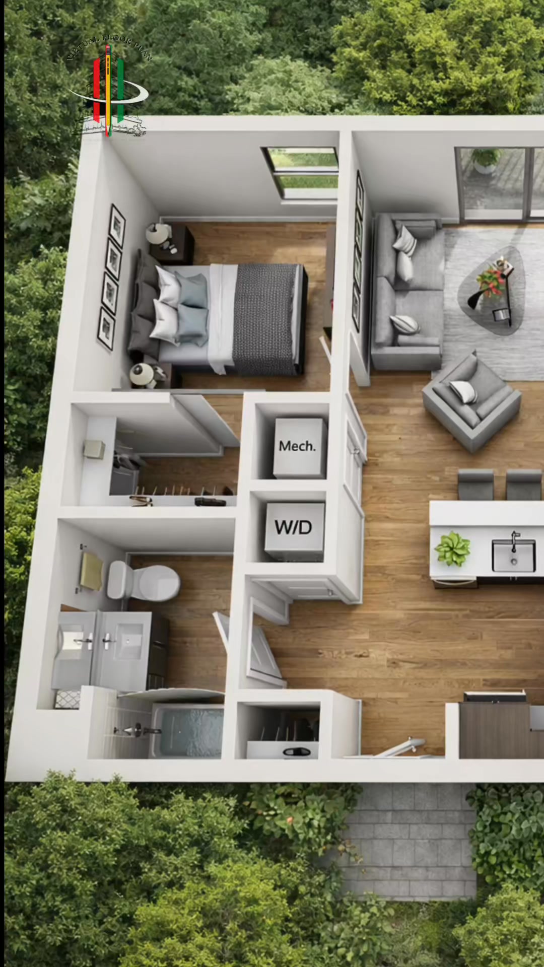 Modern Two Bedroom Apartment | 3D Floor Plan Design Walkthrough Explore ...