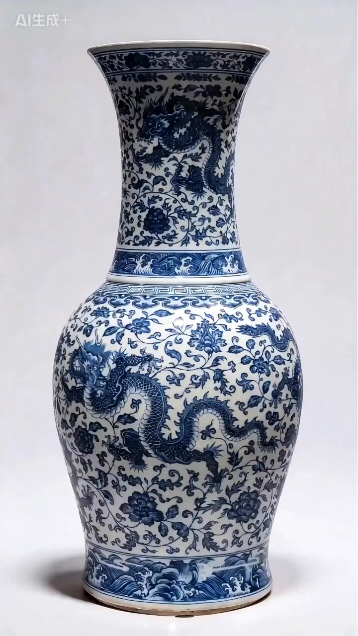 🔴 清雍正青花六龙纹瓶现藏于上海博物馆| Allan Chong