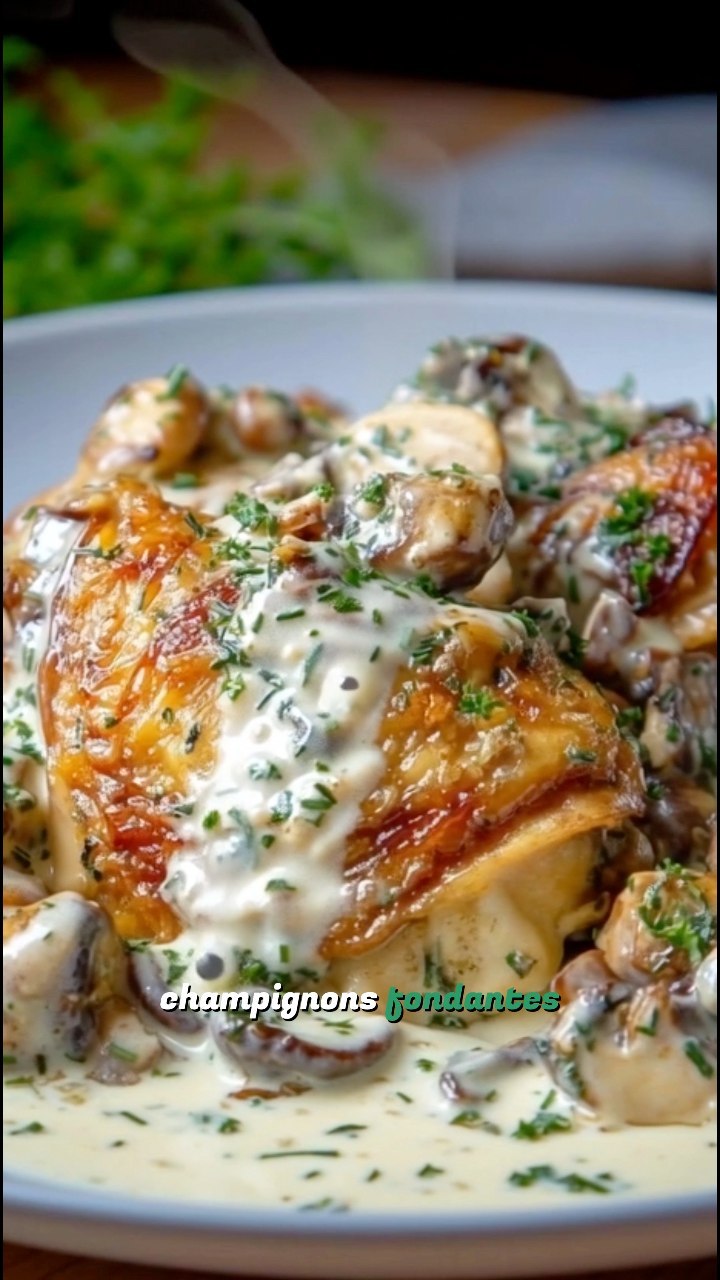 Cuisses de poulet à la crème et aux champignons Ingrédients - 4 cuisses ...