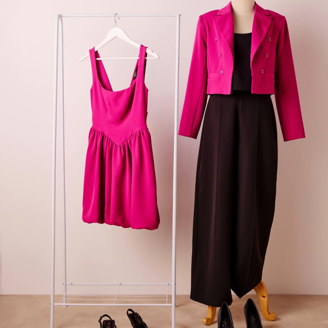 Mix-and-match magic bold magenta, classic black, and those dressy