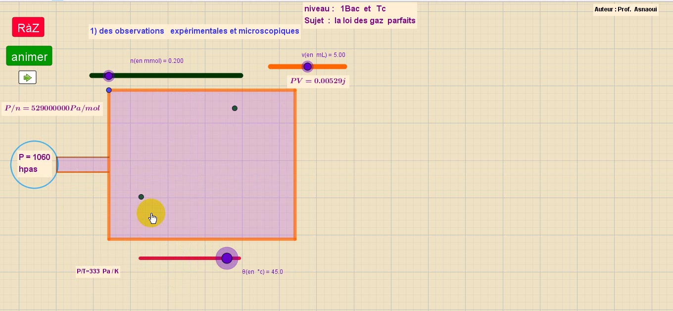 Niveau : 1Bac et Tc (scientifiques) Sujet : la loi des gaz parfaits ...