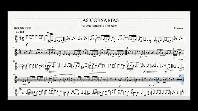 LAS CORSARIAS | TROMPETA 1ª | A PETICIÓN 🎁 #Partitura #Pasodoble # ...