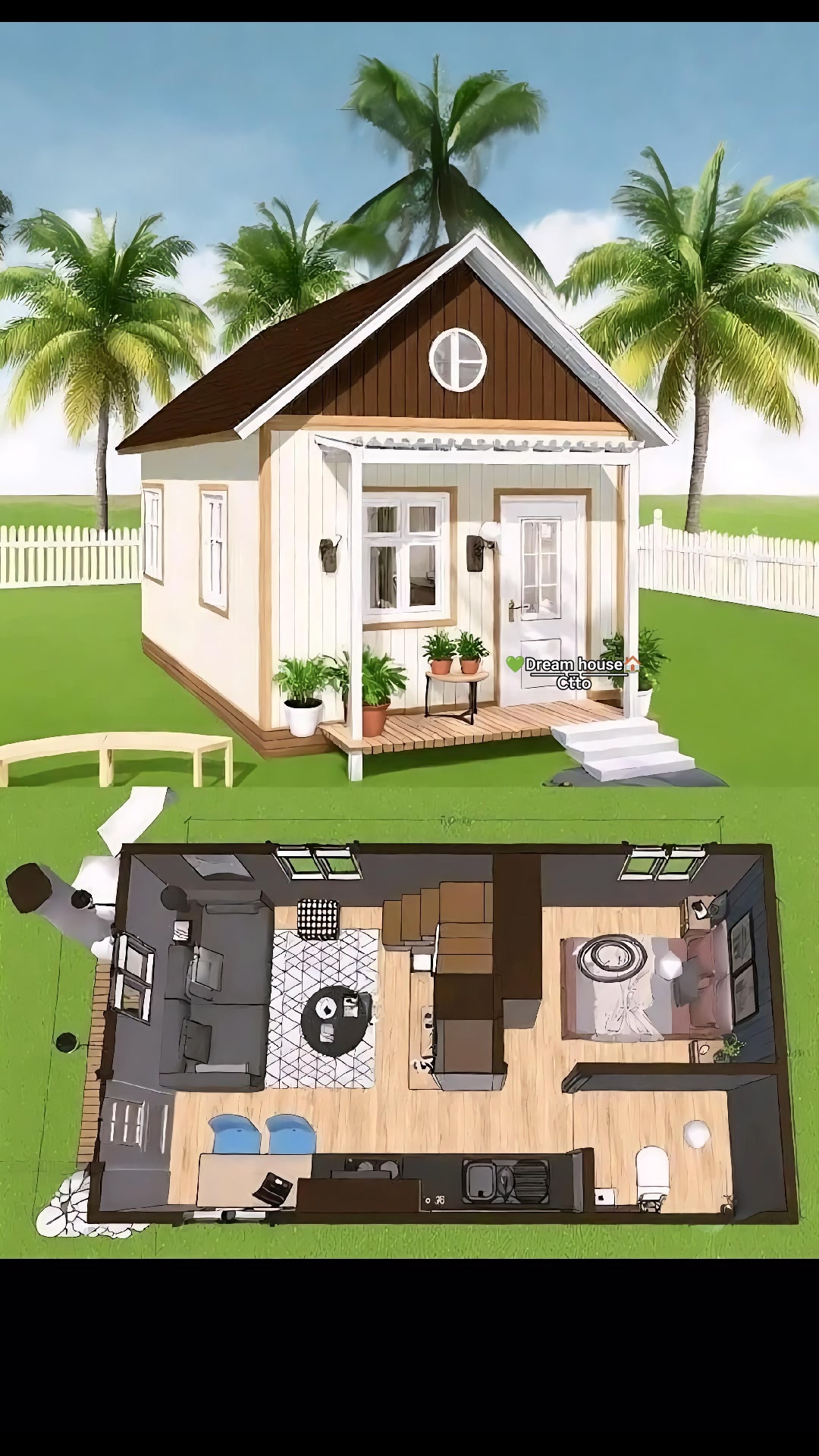 Photo inspiration: Minimalist Winter Cabin With Cozy Porch Efficient 1 Bed Reference: Fblifestyle A Cozy And Efficient 1 Bedroom Tiny Home Plan