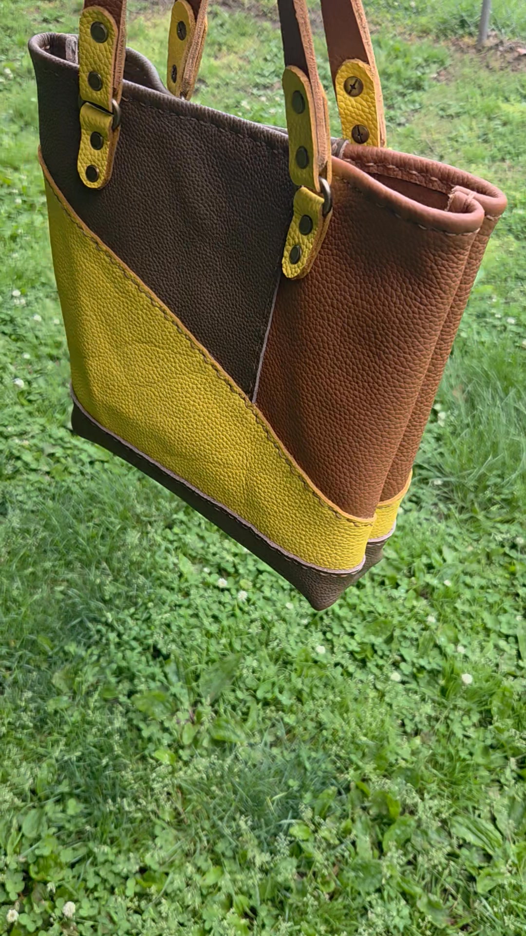 DIY patchwork leather tote bag project